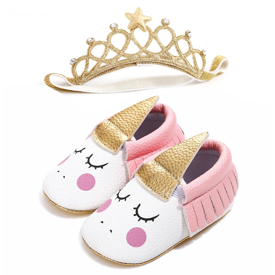 Unicorn fringe baby girl shoes with 