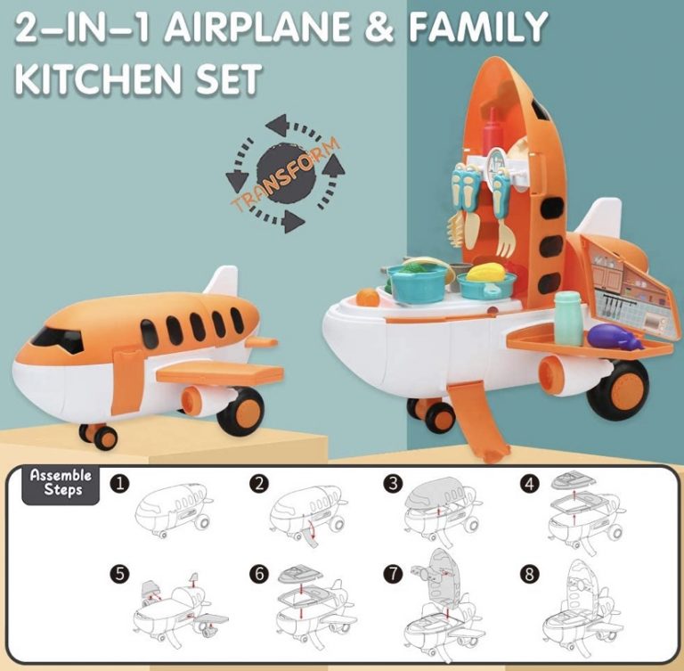 Kids Pretend Play Airplane 2 In 1 Kids Toys Air Gourmet Kitchen 38 Pcs   Img 6681 768x753 