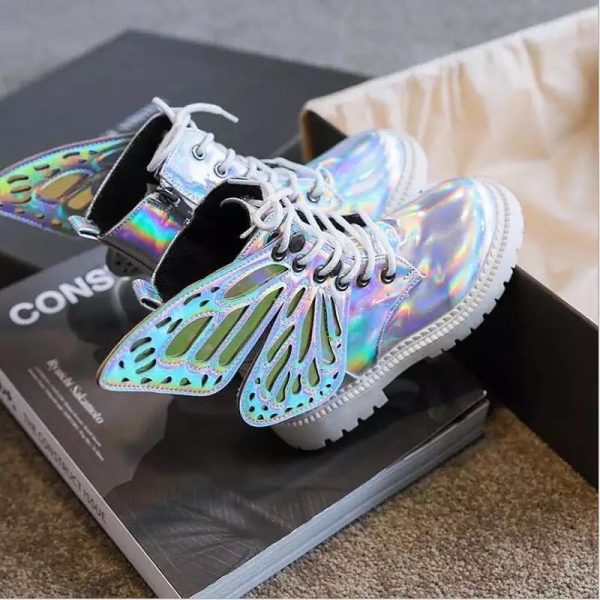 Girls hot sale holographic boots