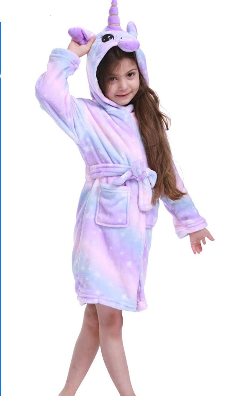 Unisex Children's Flannel Unicorn Bathrobes Hoodie Unicorns Gifts for Girls 