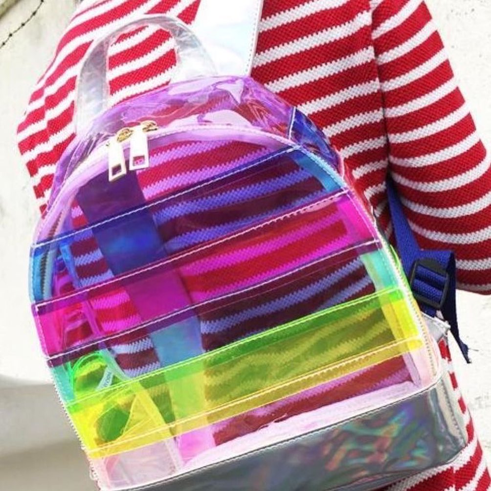 Holographic Rainbow Glitter Mini Backpack - Clear