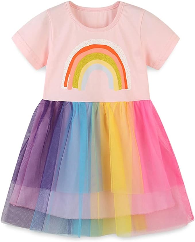 Mesh Rainbow Dress for Girls (Cotton) - PuppetBox